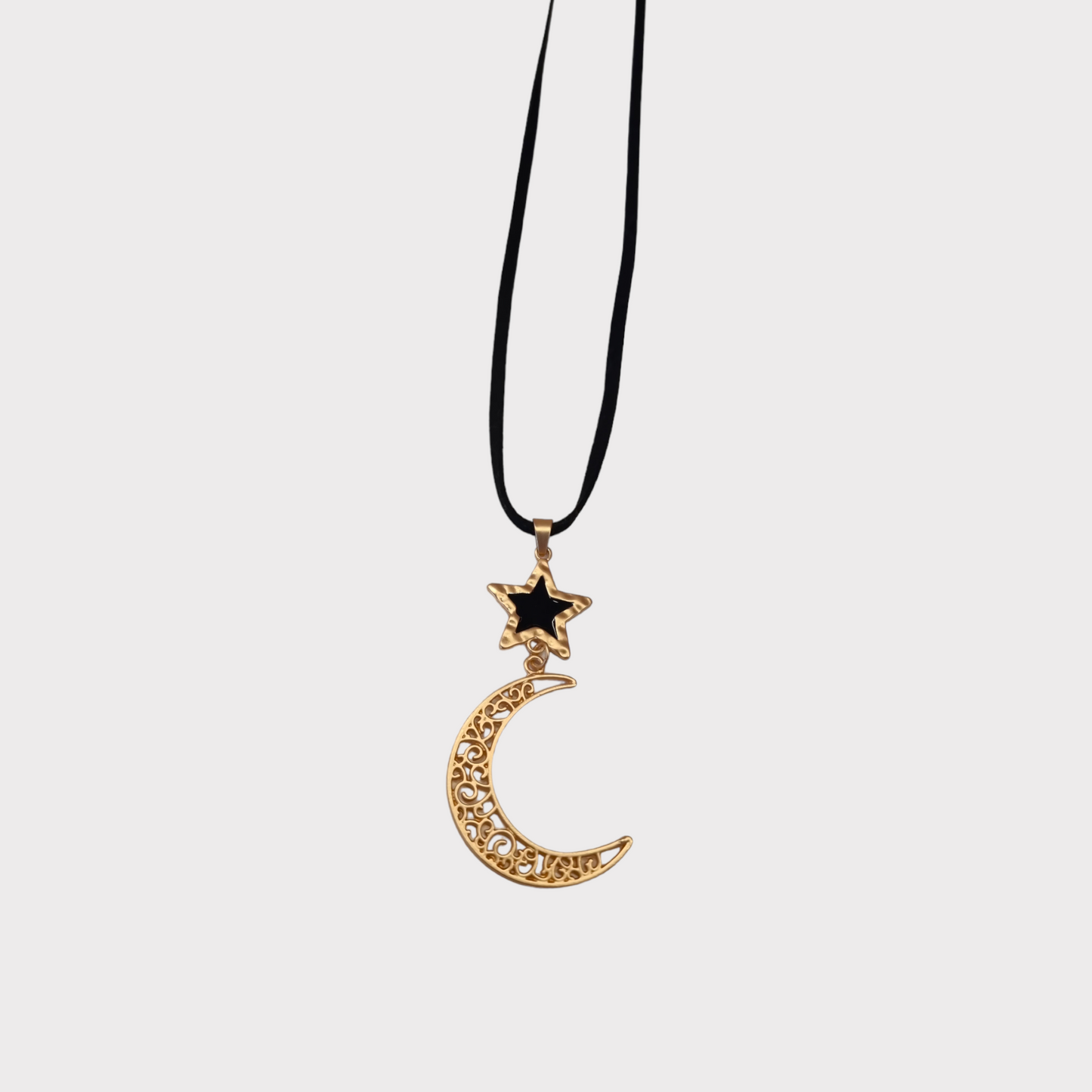 Collar largo luna dorado