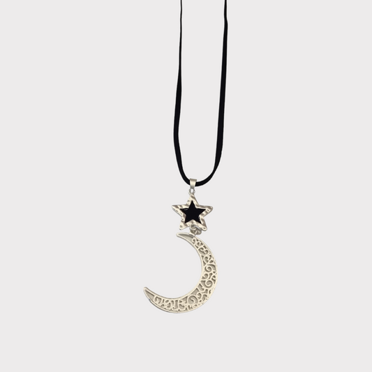 Collar largo luna plateads