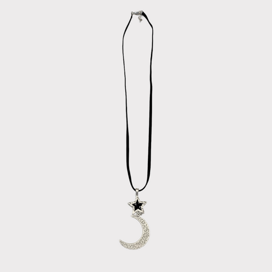 Collar largo luna plateads